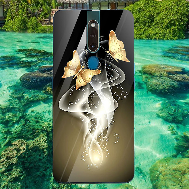 Ốp Lưng Dành Cho Máy Oppo F11 Pro,Ốp Mặt Kính Sáng Bóng,Cạnh Viền TPU Dẻo Cao Cấp In Hình Bướm Nghệ Thuật 3D Siêu Đẹp, Mẫu Ốp Hot