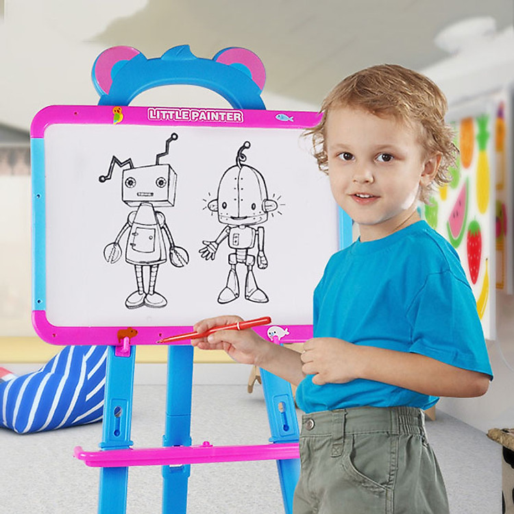 Bảng viết 2 mặt đen trắng kèm giá đỡ thông minh