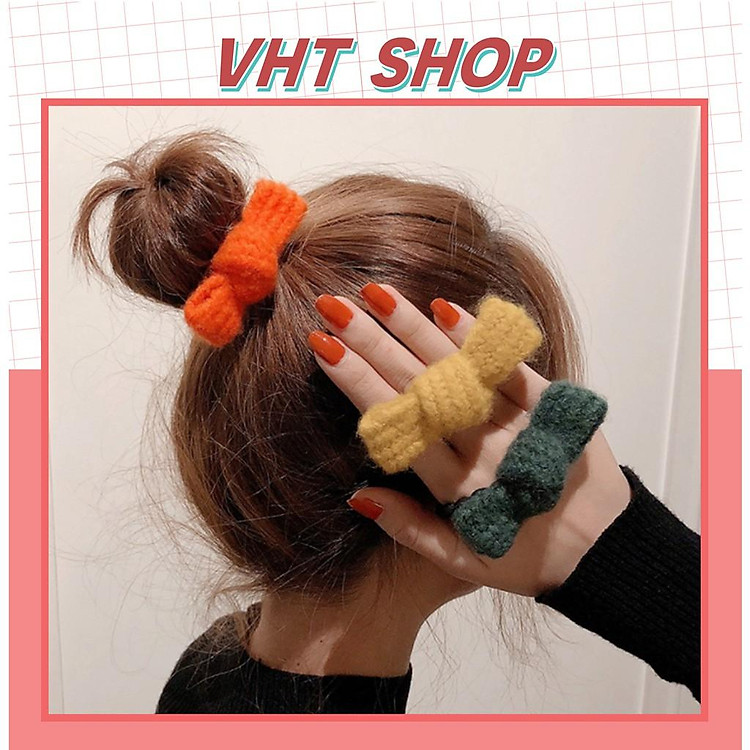 Dây buộc tóc nữ, dây cột tóc chun buộc tóc nơ vải len dễ thương thời trang Hàn Quốc P105 - VHT SHOP