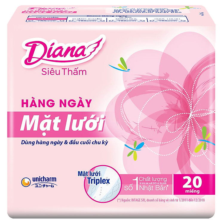 Băng Vệ Sinh Hàng Ngày Diana Daily Hương Hoa Mặt Lưới (Gói 20 Miếng)