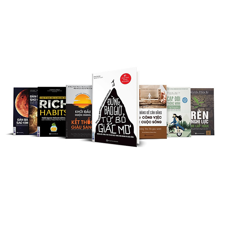 Bộ sách Người Đàn ông bản lĩnh - Đàn ông Sao Hỏa, Đàn bà Sao Kim + Cặp đôi thông minh sống trong giàu có - Đừng bao giờ từ bỏ giấc mơ + Kỹ năng để cân bằng công việc và cuộc sống + Rèn nghị lực để lập thân + Rich Habits Thói quen thành công của các triệu phú tự thân +Khởi đầu muộn màng kết thúc giàu sang