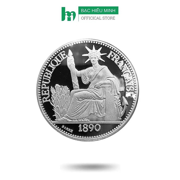 Đồng Xu Hoa Xòe Đánh Gió Đông Dương Hình Bà Đầm Bạc Ta Nguyên Chất S999