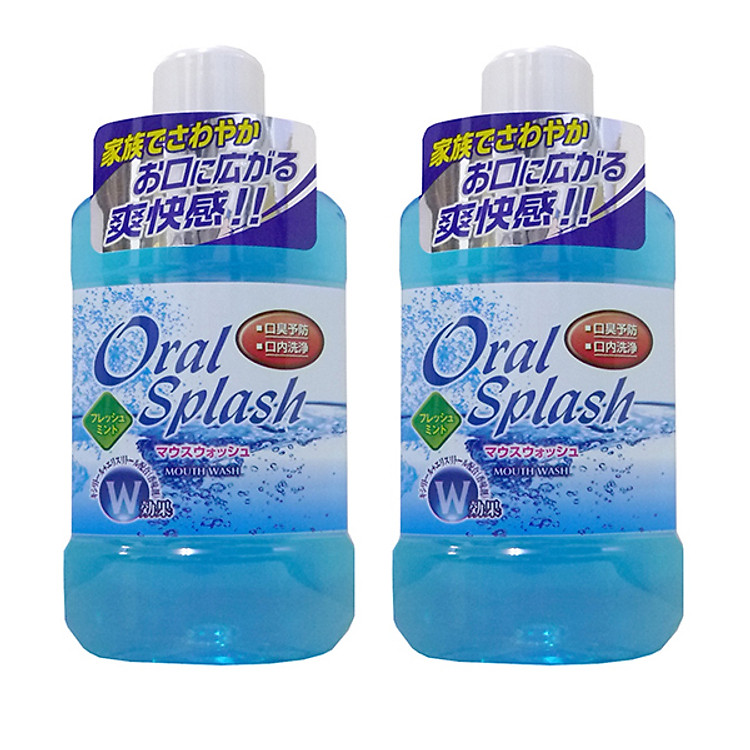 Combo 2 chai nước súc miệng hương bạc hà Oral Splash 500ml nội địa Nhật Bản