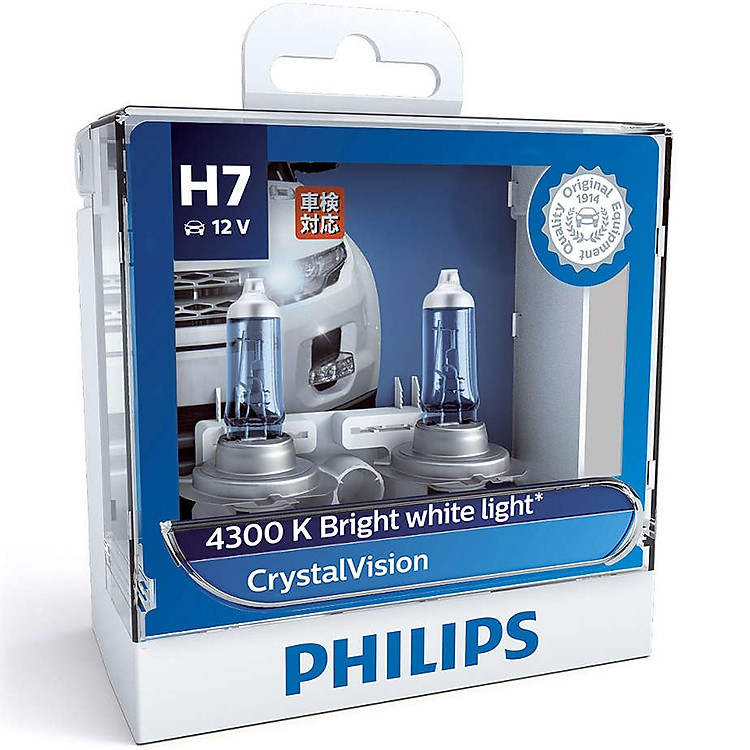 Hộp 2 Bóng Đèn Pha Xe Hơi Philips Crystal Vision H7 12972CVSL 12V 55W 4300K - Hàng Chính Hãng