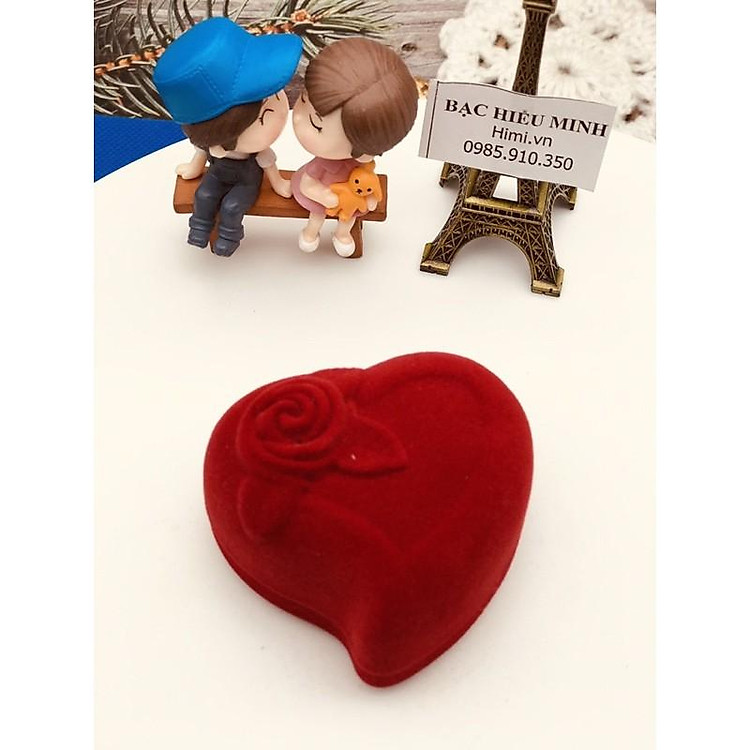 Hộp nhung đựng nhẫn họa tiết bông hồng xinh