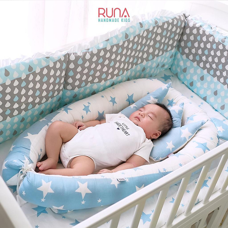 Nôi vải cho bé sơ sinh cao cấp RUNA KIDS cotton Hàn đẹp thoáng mát hoạ tiết dễ thương dùng được cả hai mặt