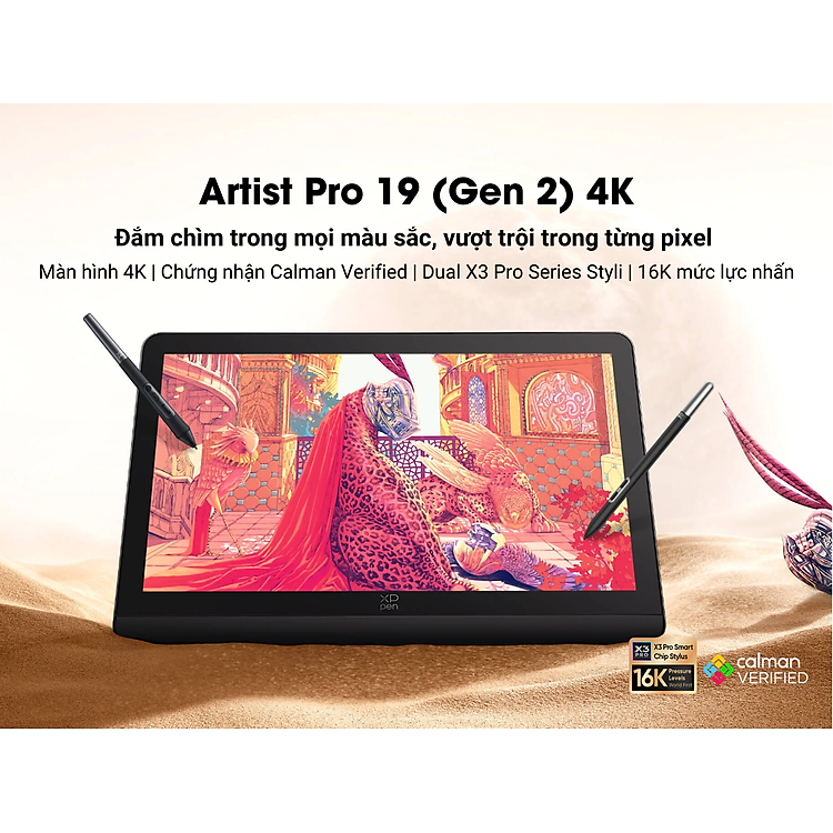 XP-PEN Artist Pro 19 (Gen 2) – Bảng Vẽ Màn Hình 4K Chuẩn Màu Calman Verified - Hàng Chính Hãng