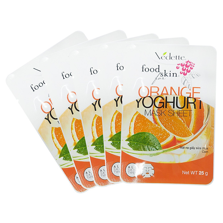 Lô 5 Mặt Nạ Giấy Sữa Chua Vedette Cam 25g