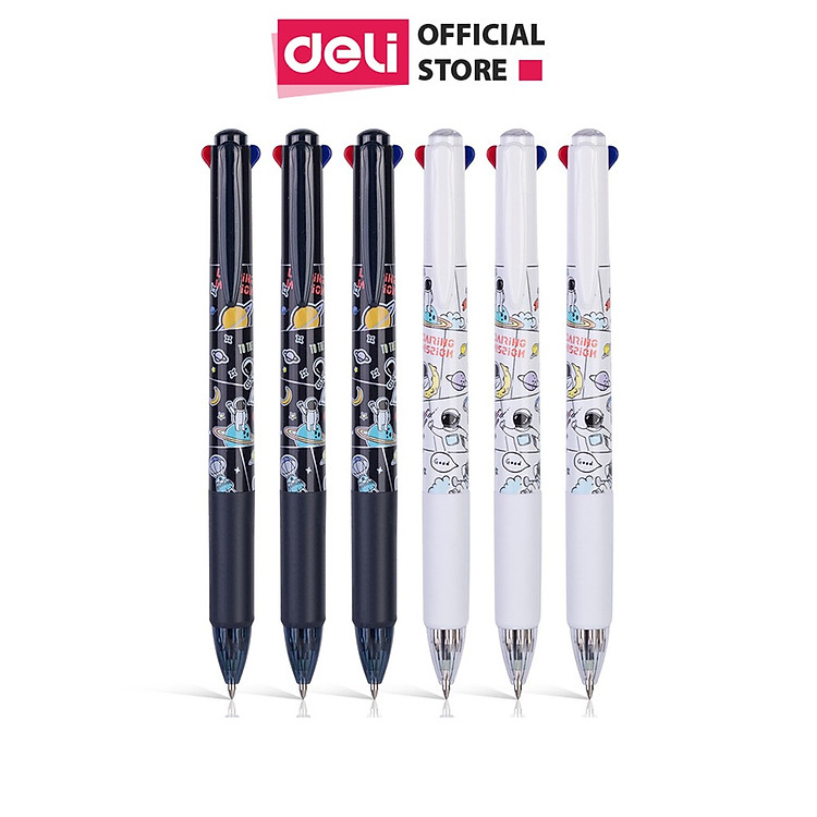 Bút bi nhiều ngòi phi hành gia Aerospace Deli - Bút bi nhiều màu - Ngòi 0.7mm - 4 màu mực - Vỏ màu ngẫu nhiên - S171