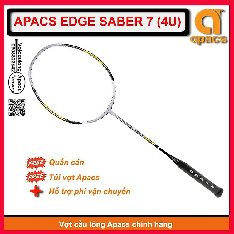 Vợt cầu lông Apacs Edge Saber 7 NEW Orange - 4U | Vợt sắc cam sơn nhám mạnh mẽ, phù hợp đánh phong trào