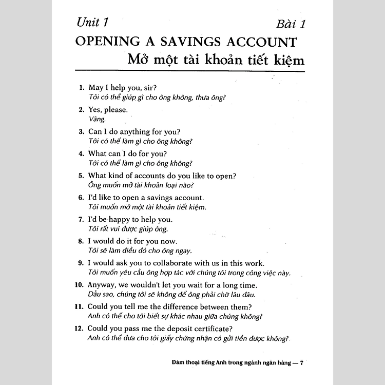 Đàm Thoại Tiếng Anh Trong Ngành Ngân Hàng - Ảnh 2