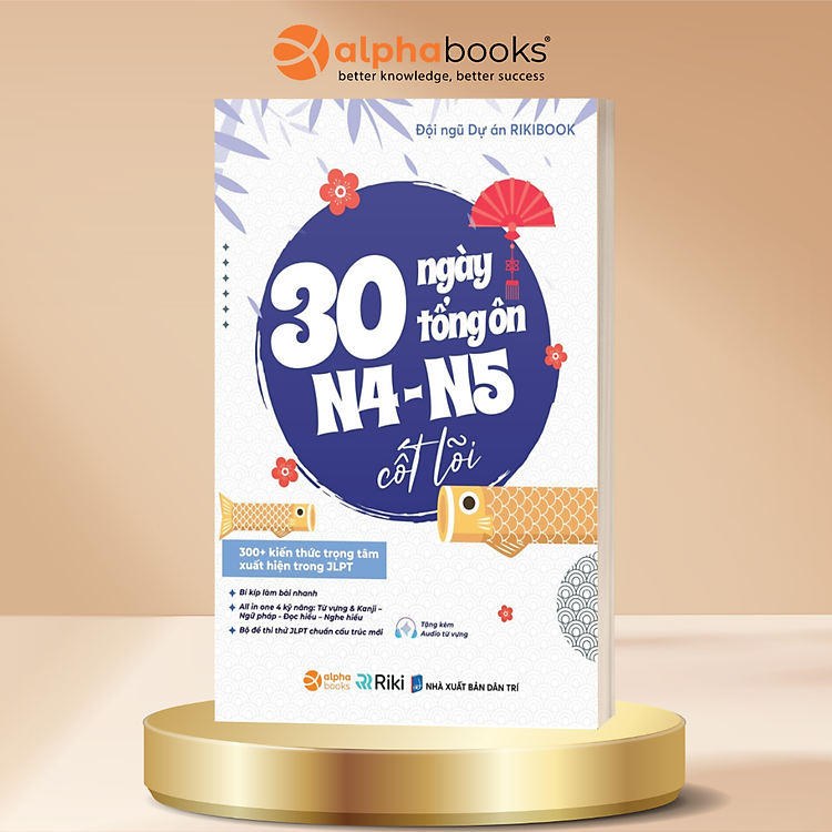 30 Ngày Tổng Ôn N4- N5 Cốt Lõi - 300+ Kiến Thức Trọng Tâm Xuất Hiện Trong JLPT - Đội Ngũ Dự Án Riki Book - Alpha Books