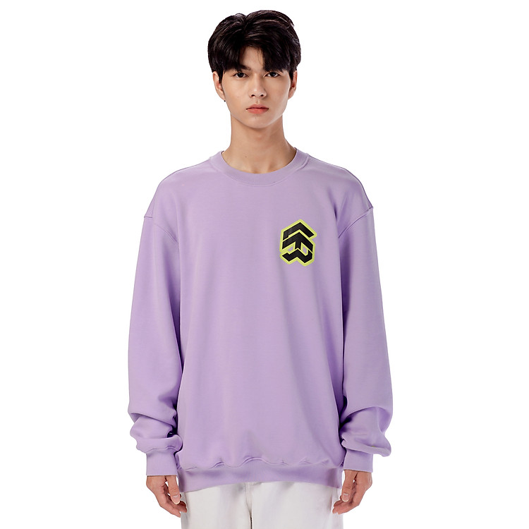 Áo Sweater 5THEWAY Tay Dài Tím aka /stroke/ BIG LOGO SQUARE SWEATER in PASTEL LILAC