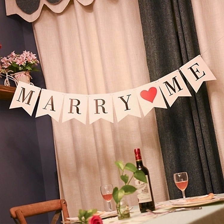 Dây chữ banner giấy I love you - Marry me - Ảnh 3