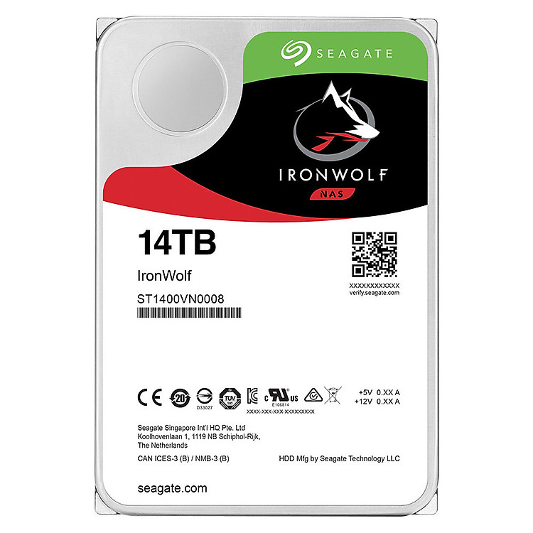 Ổ Cứng HDD NAS Storage Seagate IronWolf 14TB/256MB/3.5 7200RPM - ST14000VN0008 - Hàng Chính Hãng