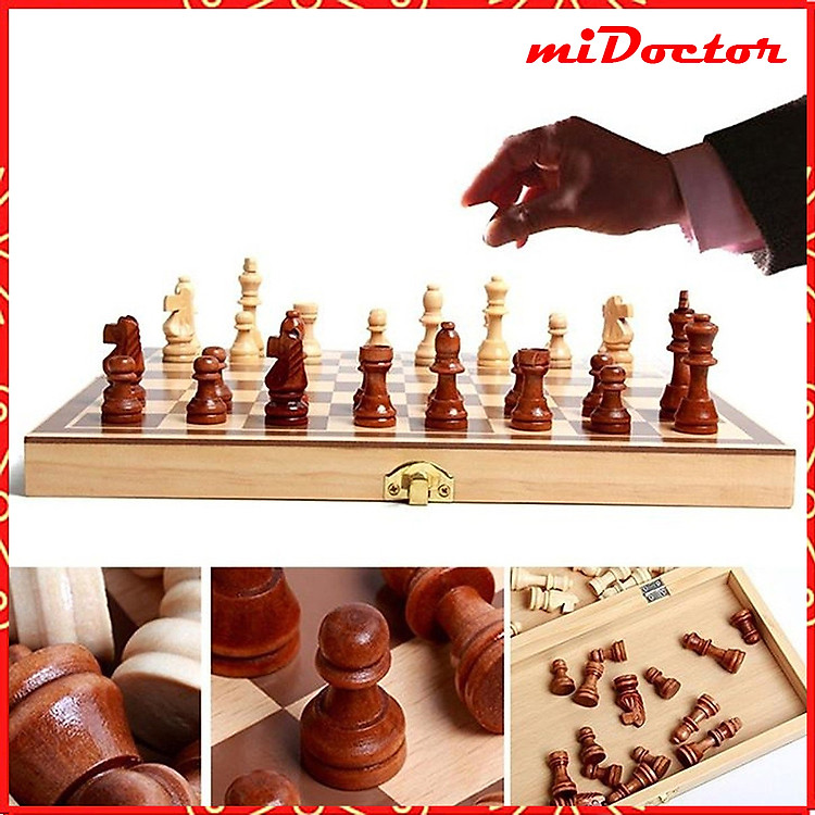 Cờ Vua Gỗ - Cờ Vua Cao Cấp Rộng 29cm*29cm - Đồ Chơi Bằng Gỗ Tự Nhiên Chính Hãng miDoctor