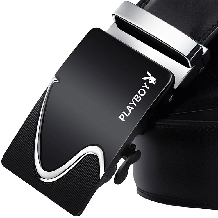 Playboy PLAYBOY belt men's automatic buckle business casual leather youth belt HHGZPDF2558 black style two
