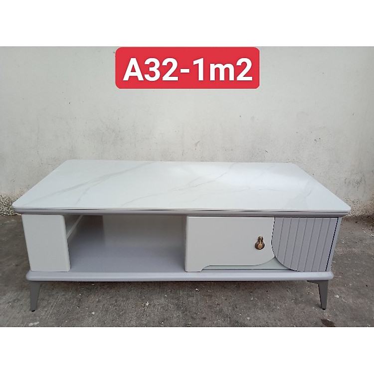 Bàn trà sofa Tundo mặt đá nhập khẩu vân xám