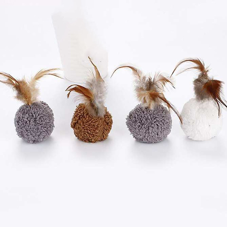 4 Quả bóng có lông catnip cho mèo Kún Miu ( Giao màu ngẫu nhiên)