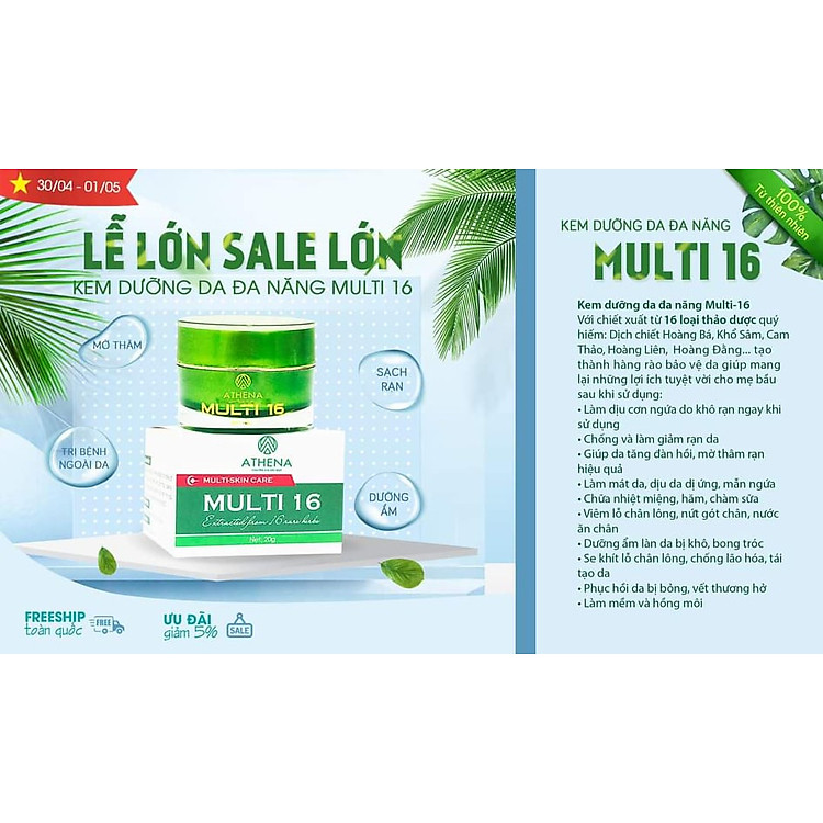 Kem multi 16 hũ to 30g Athena Chính hãng Ưu đãi - Hình ảnh 3