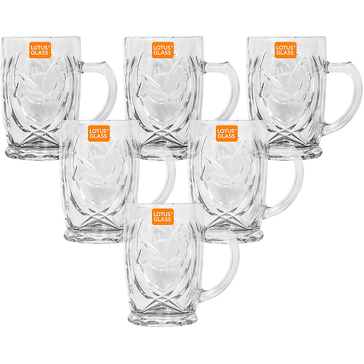 Bộ 6 Cốc Quai Thủy Tinh Lotus Glass VTC 231 Trơn