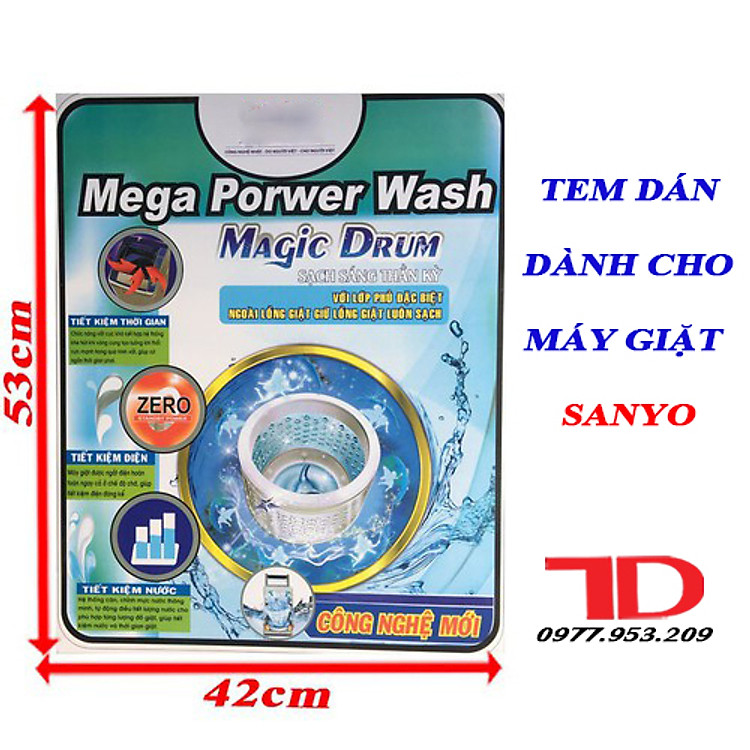 Tem dán máy giặt SANYO – MẪU 8