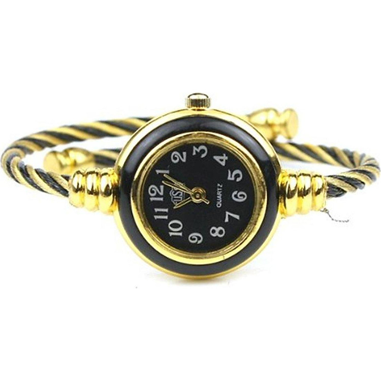 Vavna Womens Ladies Girl 2 Tone Gold Silver Classic Twisted Band Bracelet Bangle Cuff Round Mini Wrist Watch