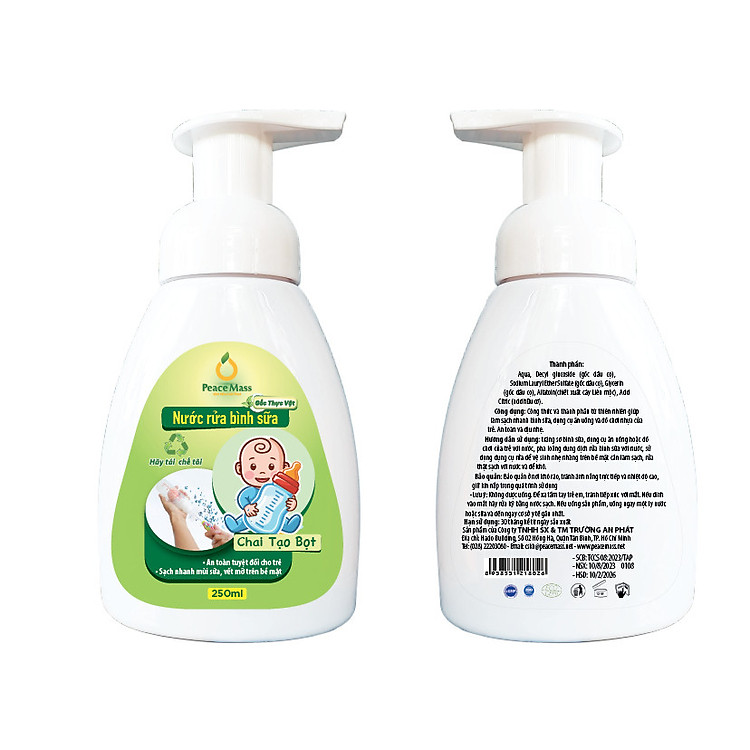 Nước Rửa Bình Sữa Gốc Thực Vật Peace Mass Chính hãng Giá tốt - Hình ảnh 4