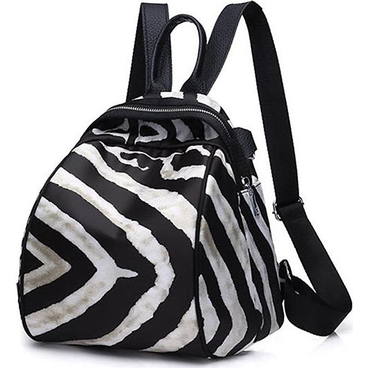 Balo vải dù nữ sọc trắng đen thời trang THB176