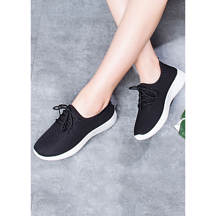 Giày nữ thể thao nữ thời trang đế cao su - Đen