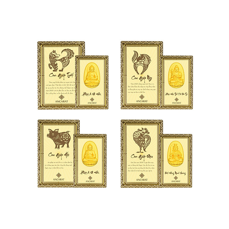 Mặt mạ vàng 24K Phật 12 Con Giáp cầu bình an - ANCARAT