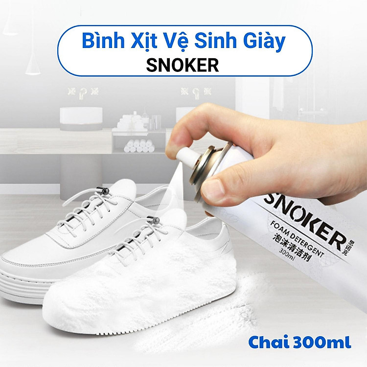Chai xịt bọt tuyết vệ sinh giày dép tẩy trắng Snoker - Hàng chính hãng