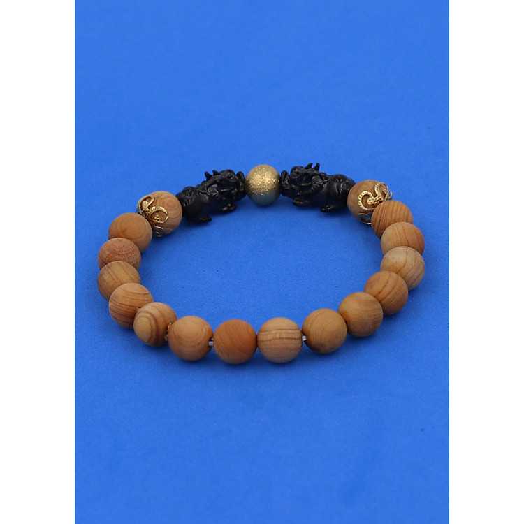 Vòng đeo tay Gỗ Ngọc Am - Vòng tay Tỳ Hưu Đôi inox đen VGNATHHEV