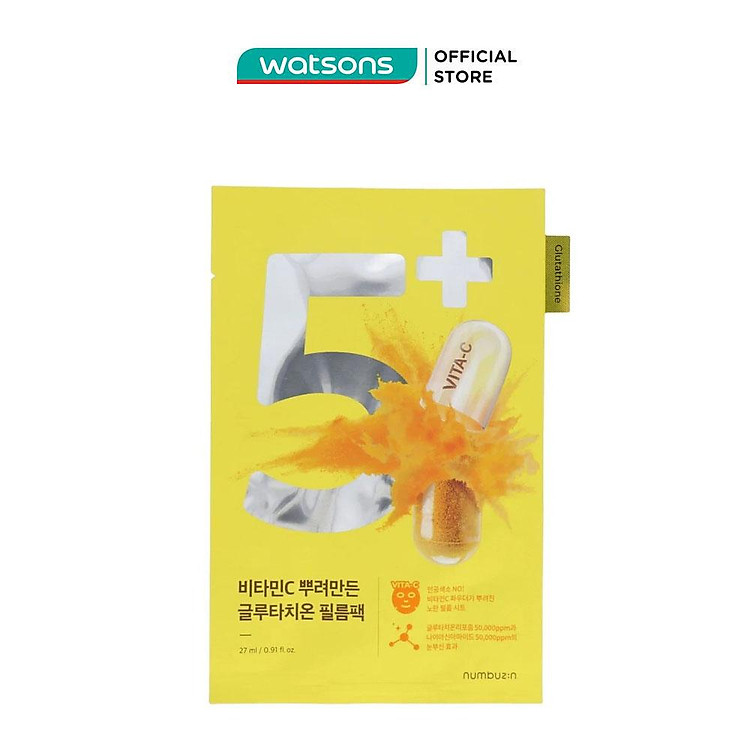 Mặt Nạ Numbuzin Giàu Vitamin C Dưỡng Trắng Đều Màu Da No.5 Vitamin Spotlight Sheet Mask 27ml