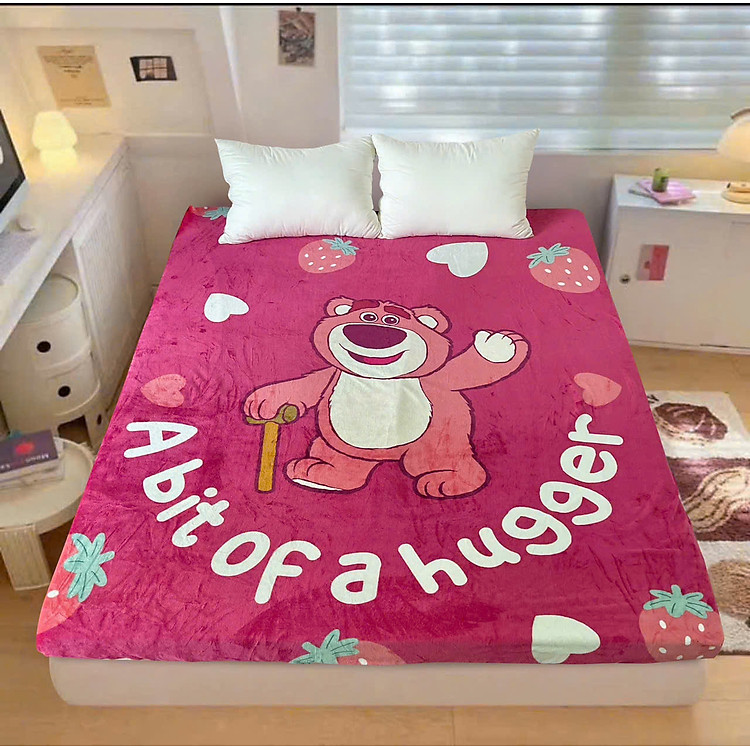 Ga giường nỉ nhung 5D không vỏ gối LIDACO hoạ tiết hoạt hình ngộ nghĩnh siêu mềm mịn ấm áp