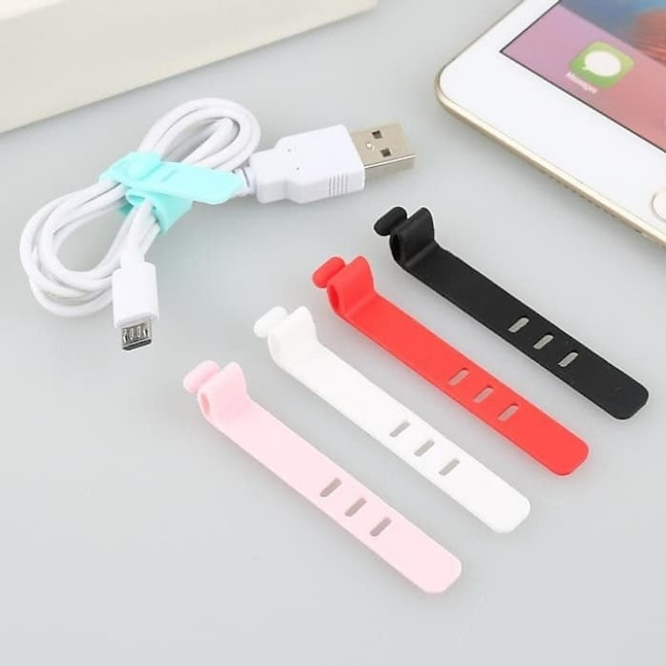 Combo 4 dây quấn thu gọn tai nghe,cáp sạc, dây cột dây điện silicone an toàn tiện ích - giao màu ngẫu nhiên