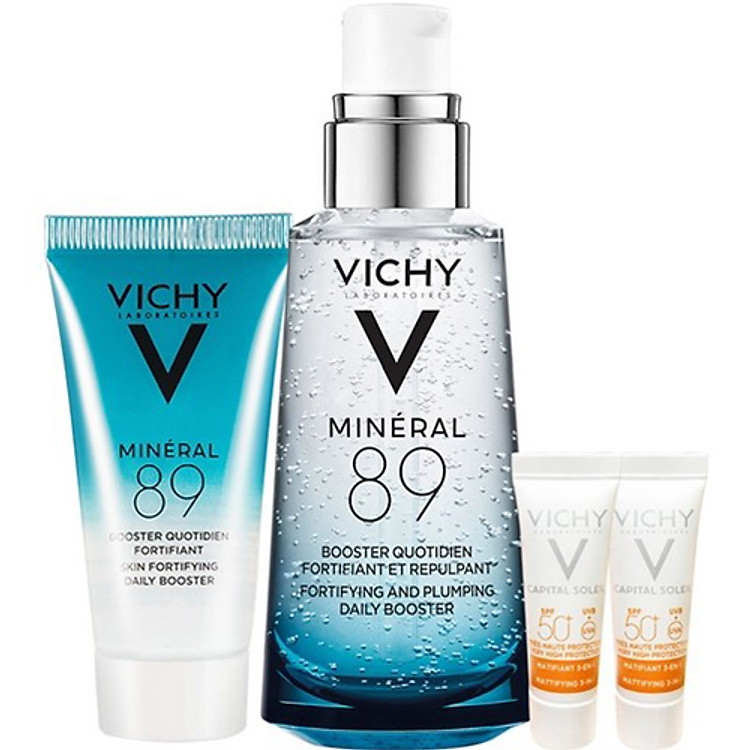 Bộ sản phẩm Serum khoáng Phục hồi chuyên sâu Mineral 89 50ml & Kem chống nắng giúp Bảo vệ, kiểm soát dầu, chống ô nhiễm cho da dầu mụn 3ml