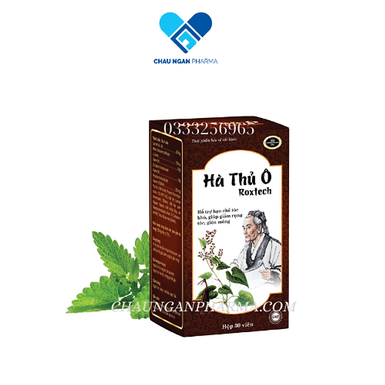 Viên Hà thủ ô đỏ Roxtech giúp giảm rụng tóc, giảm tóc bạc sớm, giảm tóc khô, chẻ ngọn - Hộp 30 viên