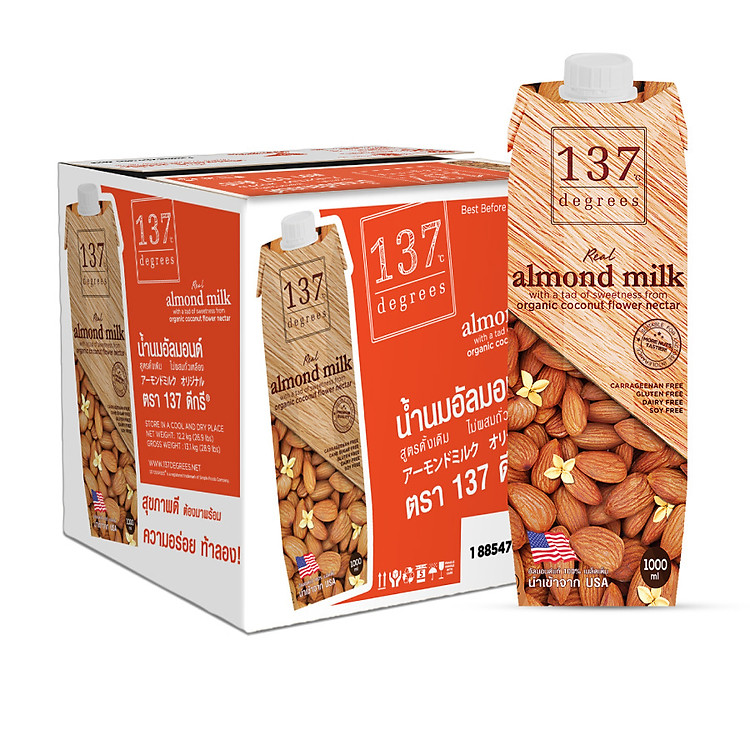 Thùng Sữa Hạt Hạnh Nhân Nguyên Chất 137 Degrees (1000ML x 12 Hộp)
