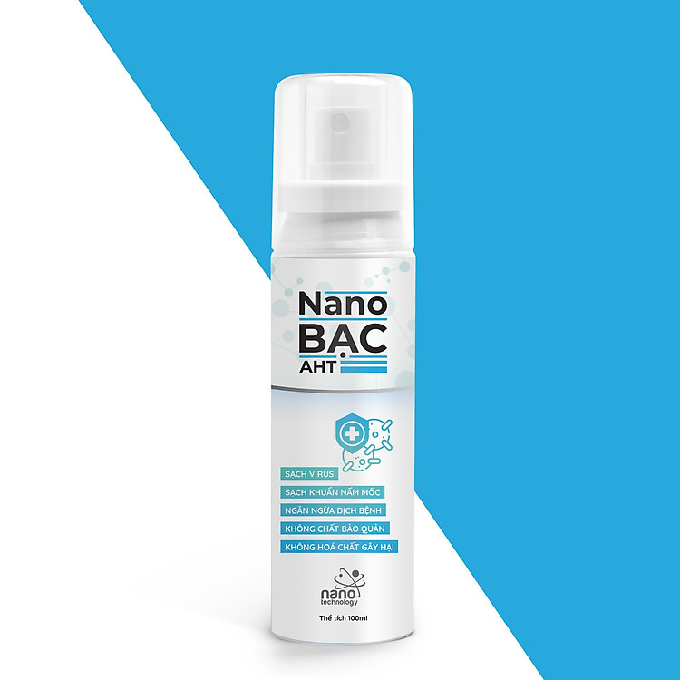 Chai xịt làm sạch virus Nano Bạc AHT 100 ml-Trắng/ Nano Silver AHT Sanitizer Spray 100 ml-White