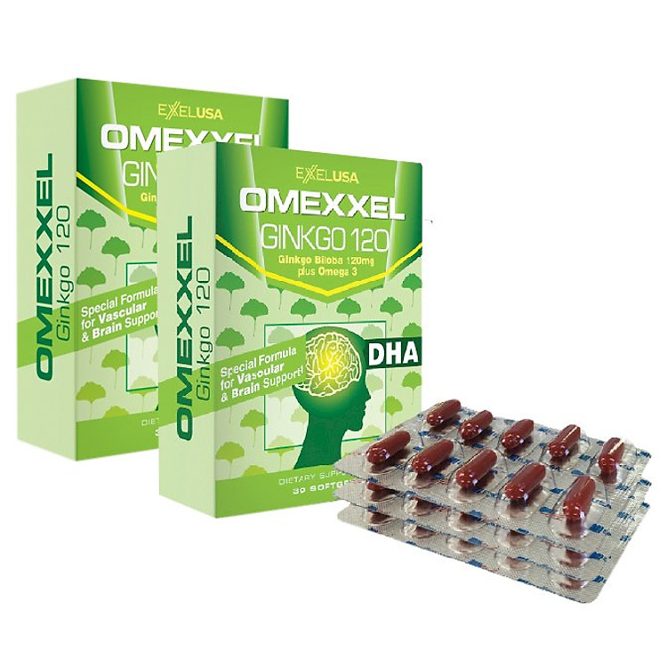 Combo 2 Hộp Thực Phẩm Chức Năng Viên Uống Hoạt Huyết Dưỡng Não Omexxel Ginkgo 120 (30 Viên / Hộp)