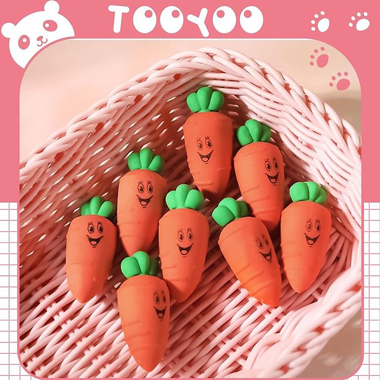 Cục tẩy, gôm tẩy hình củ cà rốt biểu cảm dễ thương cute TY0099