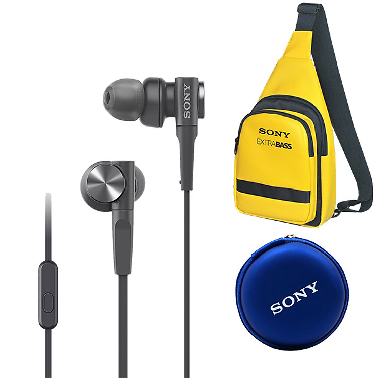 Tai nghe Sony ExtraBass MDR-XB55AP + Quà tặng Túi đeo chéo & Hộp đựng tai nghe Sony - Hàng chính hãng