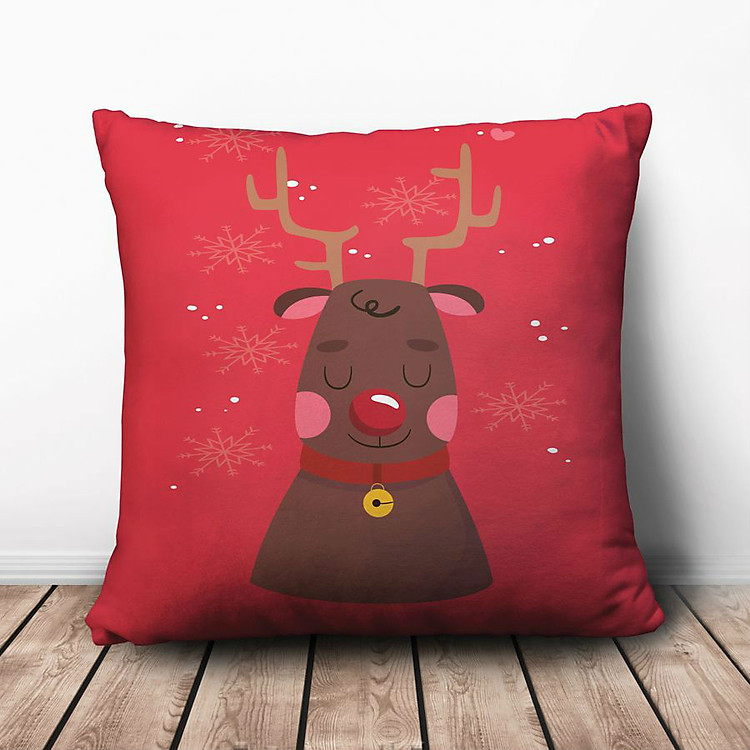 Gối Ôm Vuông Tuần Lộc Mũi Đỏ GVCD005 (36 x 36 cm)