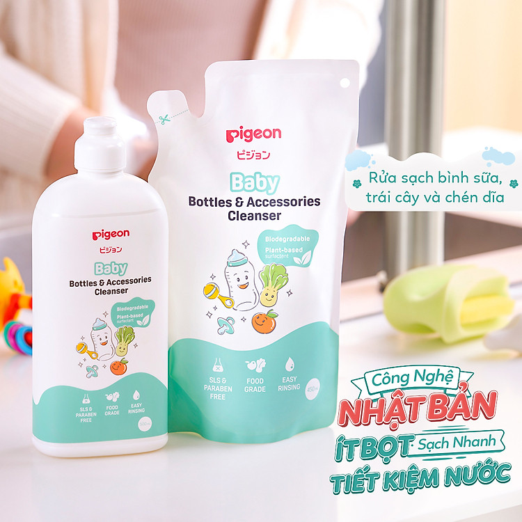 Mua Nước Rửa Bình Sữa Pigeon 450ml Chính hãng Ưu đãi - Hình ảnh 2