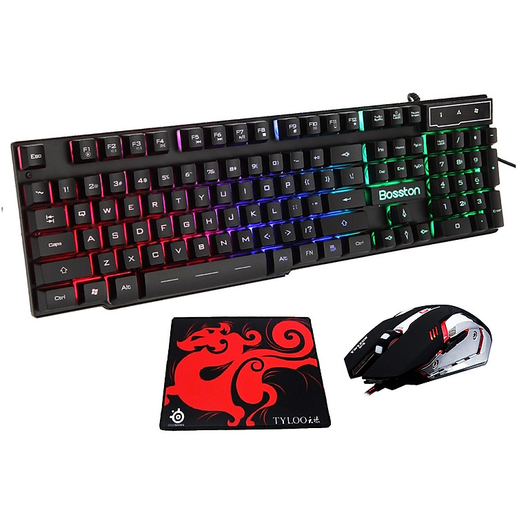 Combo Bàn Phím Gỉa Cơ Bosston 803 Tặng Kèm Chuột Game Và Lót Chuột - HÀNG CHÍNH HÃNG
