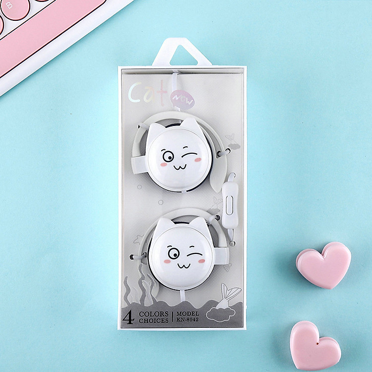 Tai Nghe Mèo Chụp Tai Có Dây Phong Cách Hàn Quốc Full Box