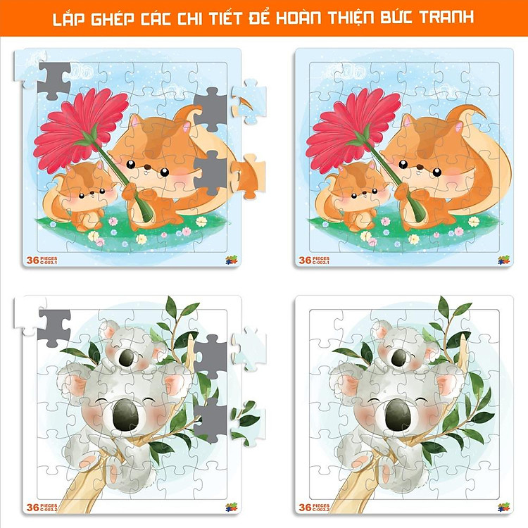 Bộ 2 Tranh Xếp Hình 36 Mảnh Chính hãng Giá rẻ - Hình ảnh 5