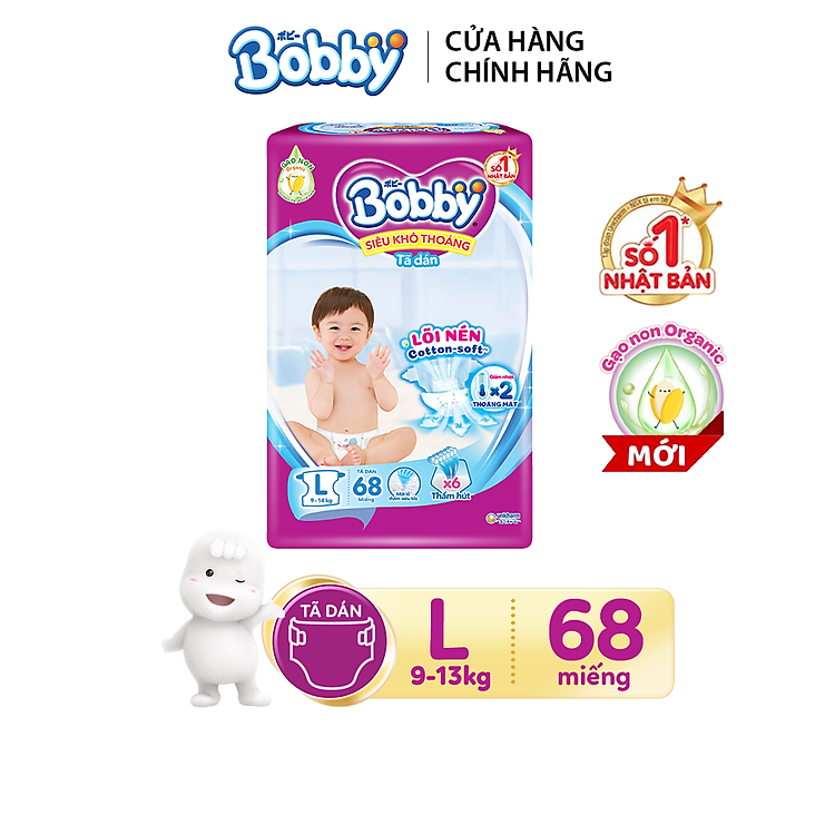 Tham Khảo tại ConCung: Tã dán Bobby thấm mồ hôi L68 , nhận ngay nhiều Ưu đãi