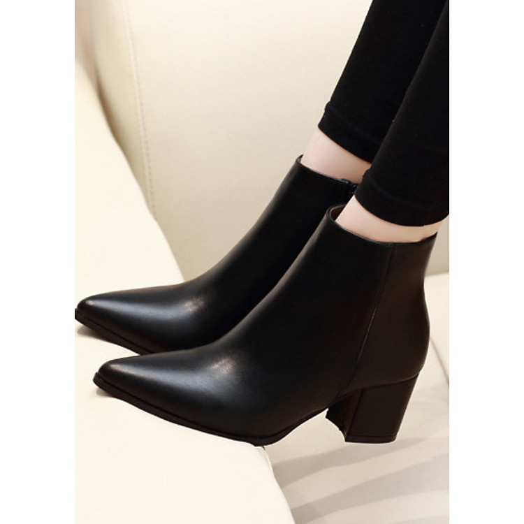 Boot cổ ngắn mũi nhọn ĐƠN GIẢN 6cm GBN38